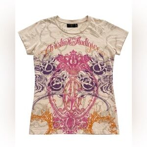 VTG Christian Audigier Graphic Tee - Y2K Cyber Sigilcore Tattoo Print
